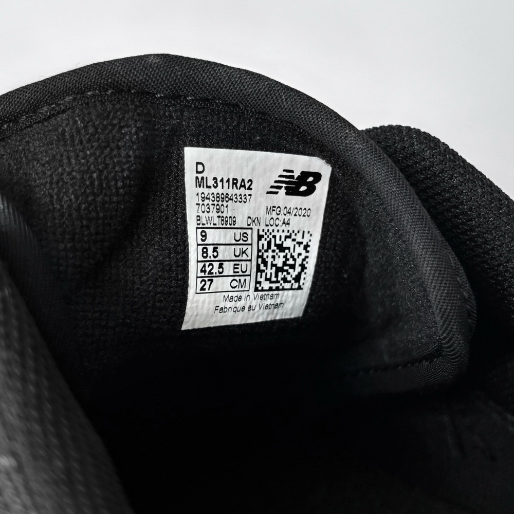 New Balance Men's 311 Series v2 Sneakers Black ML311RA2 Size 9 - Picture 11 of 12